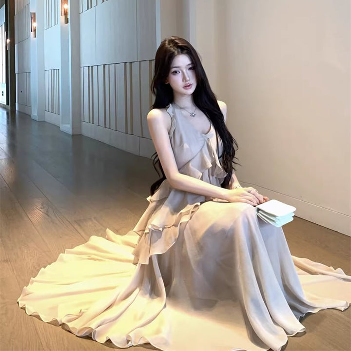 【dress】ホルターネックフレアワンピース Q8314