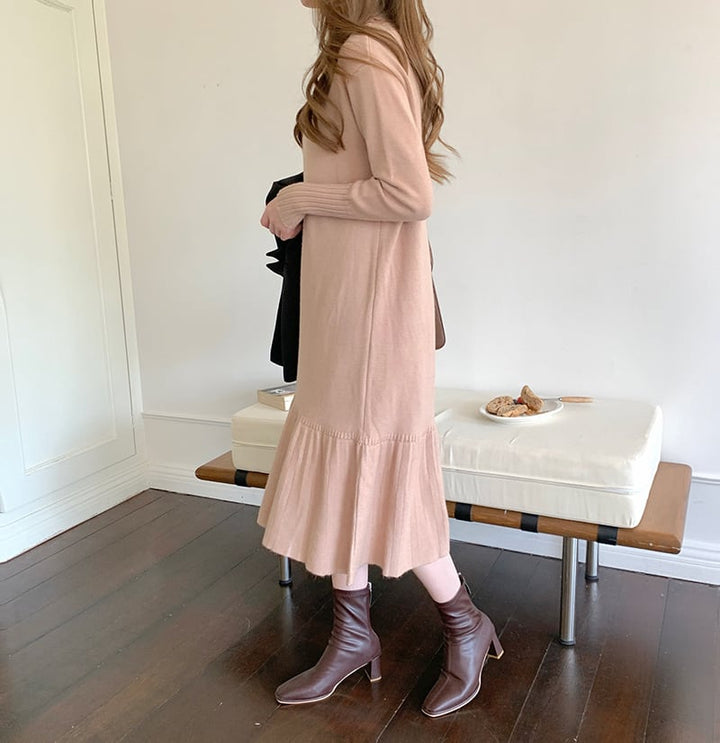 【dress】ハイネックマーメイドニットワンピース　M18205