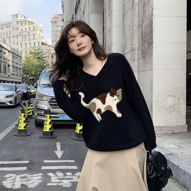 【tops】ジャカードニットセーター　M26785