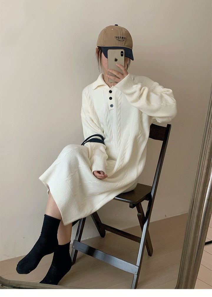 【dress】POLOネックニットワンピース　M18757