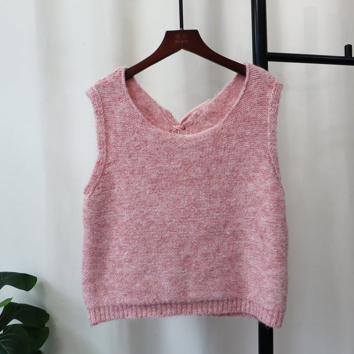 【tops】リボン付きニットベスト　M26163
