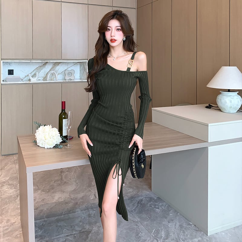 【dress】オフショルダーニットワンピース　M25521