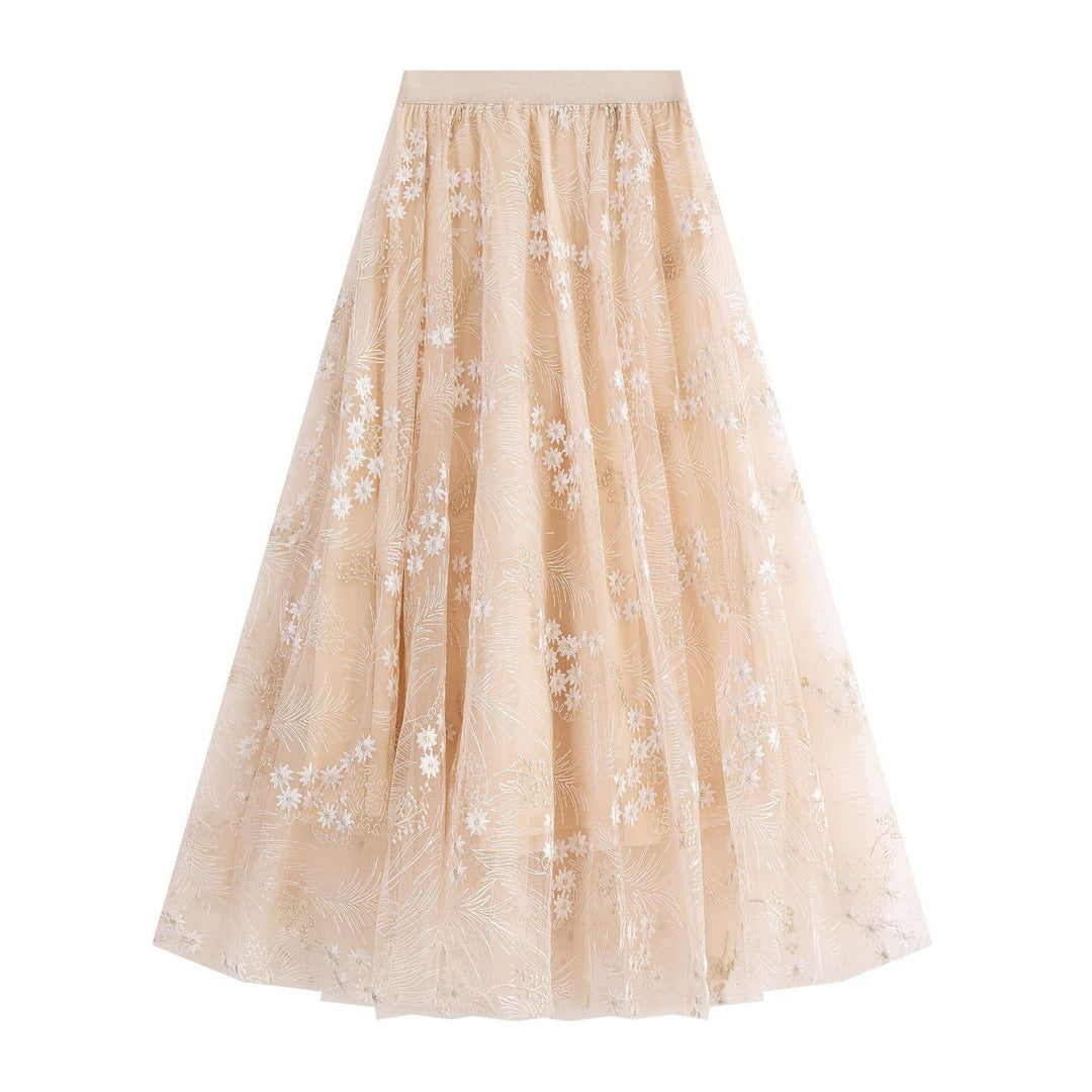 【bottoms】刺繍レースドッキングスカート　M30141