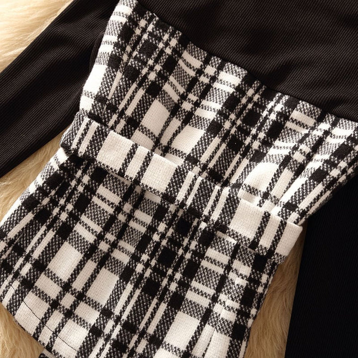 【tops】切り替えチェック柄トップス　N2067