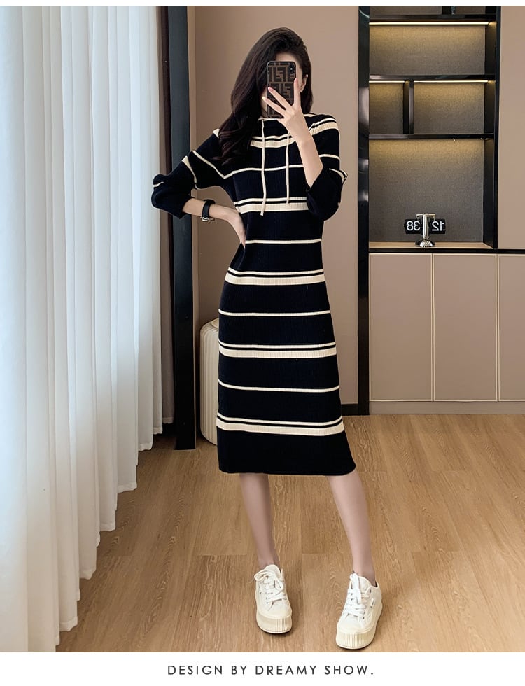 【dress】ボーダー柄ニットワンピース　M17600