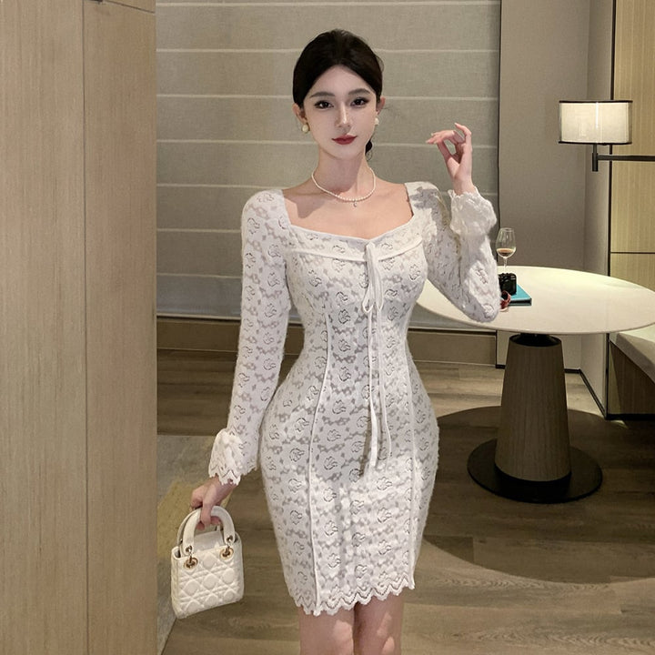【dress】レース切り替えワンピース　M26143