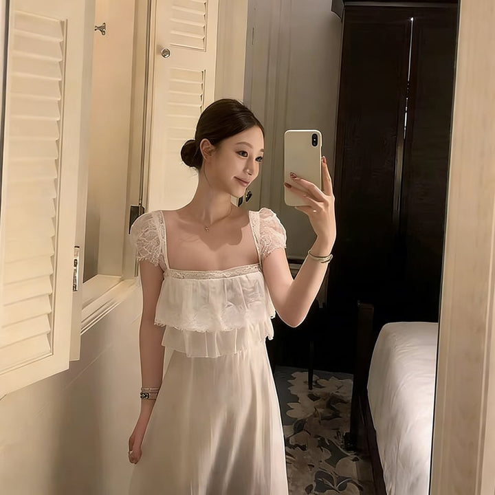 【dress】レースドッキングキャミワンピース Q8033