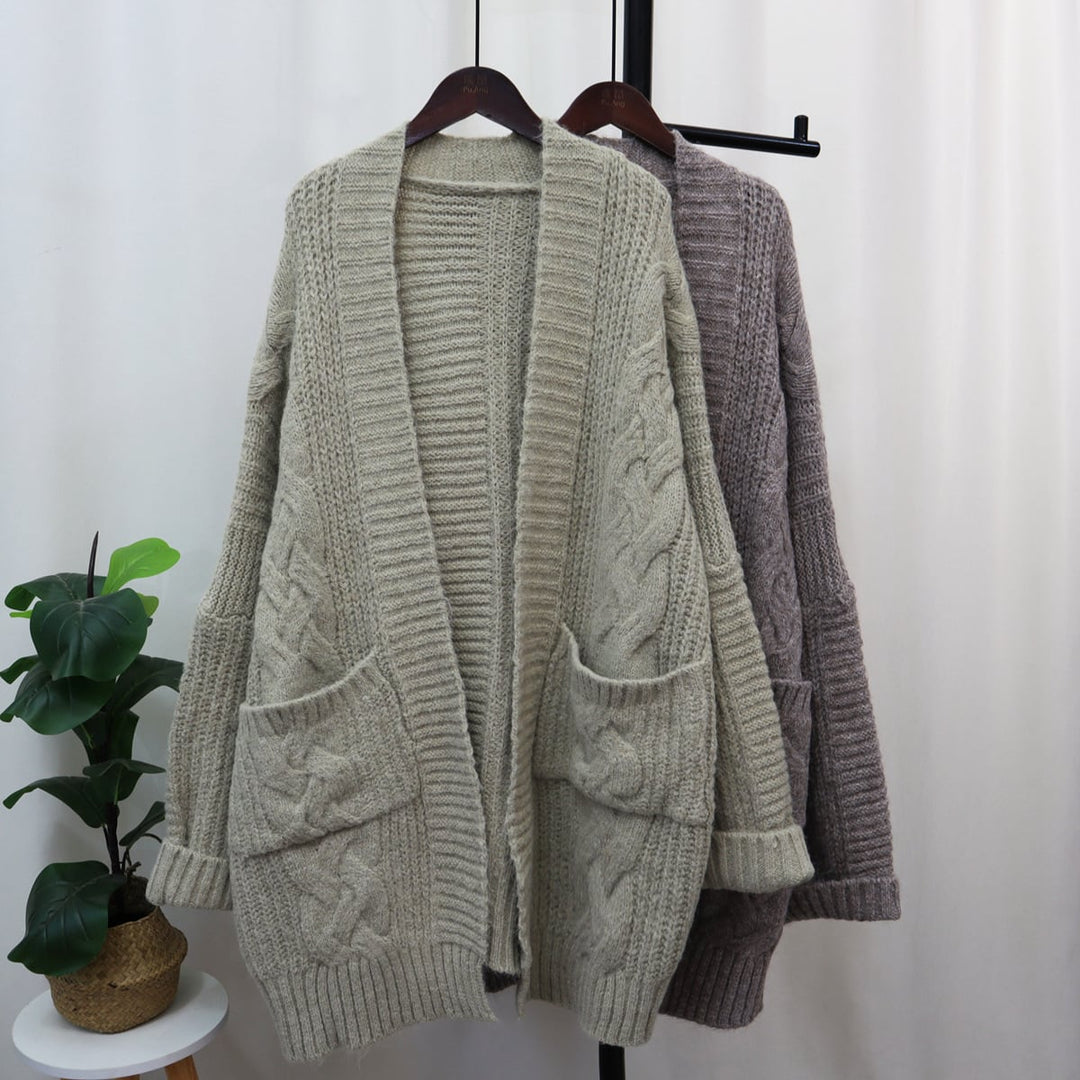 【outer】Vネックアウトポケットニットカーデ　M17853