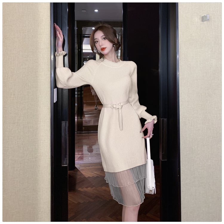 【dress】ドッキングニットワンピース　M18136