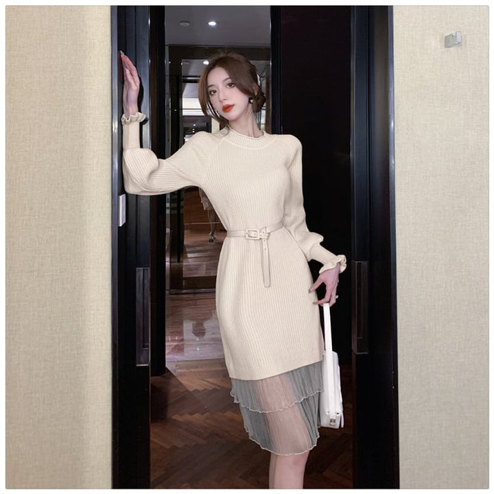 【dress】ドッキングニットワンピース　M18136
