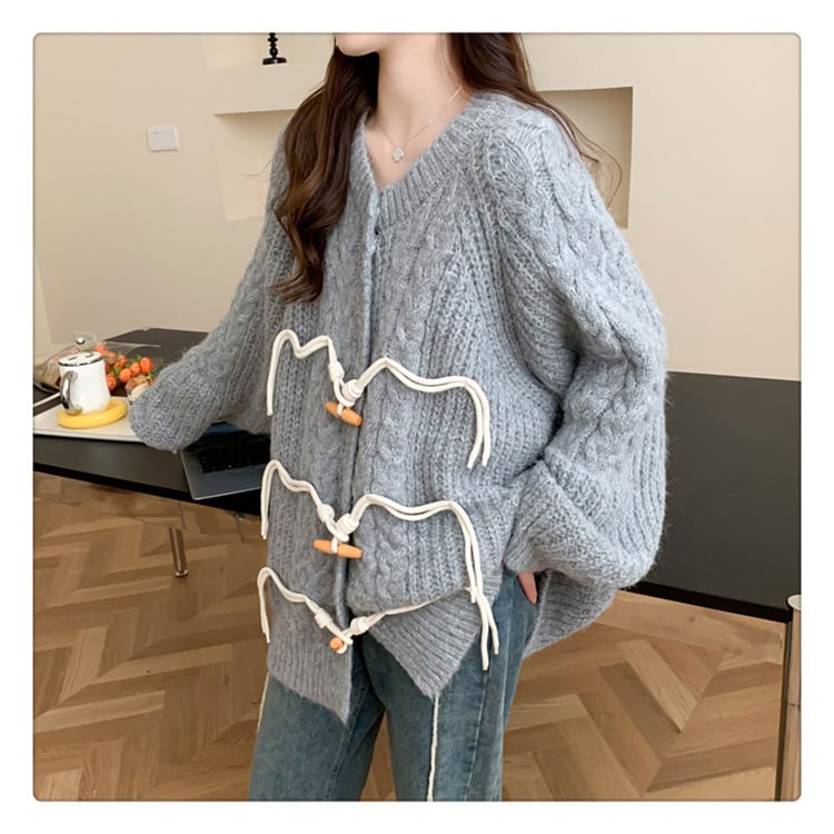 【outer】クルーネックニットカーデ　M18387