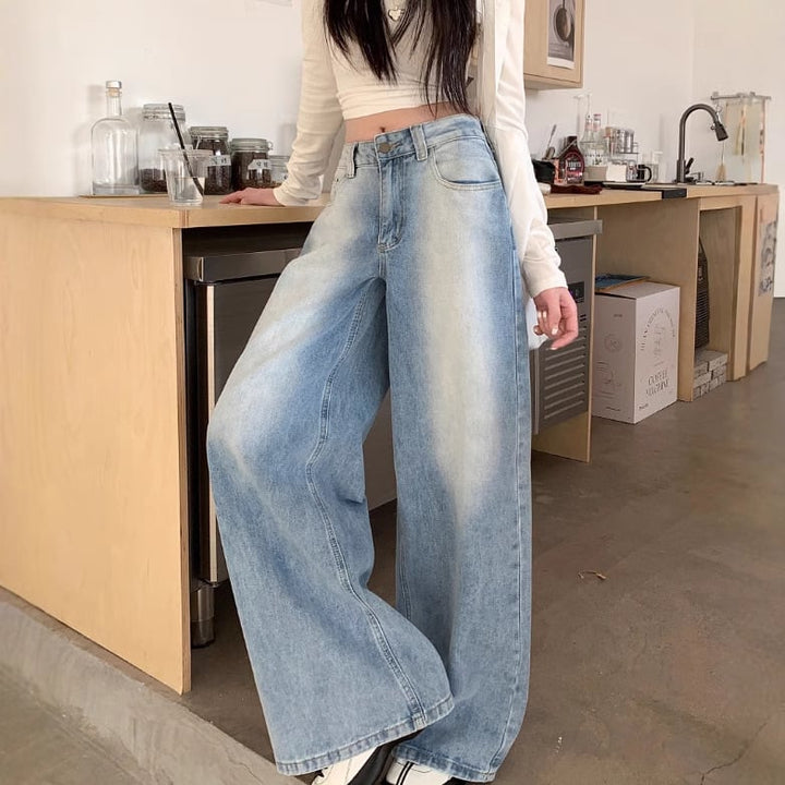 【bottoms】デニムワイドパンツ　M29496