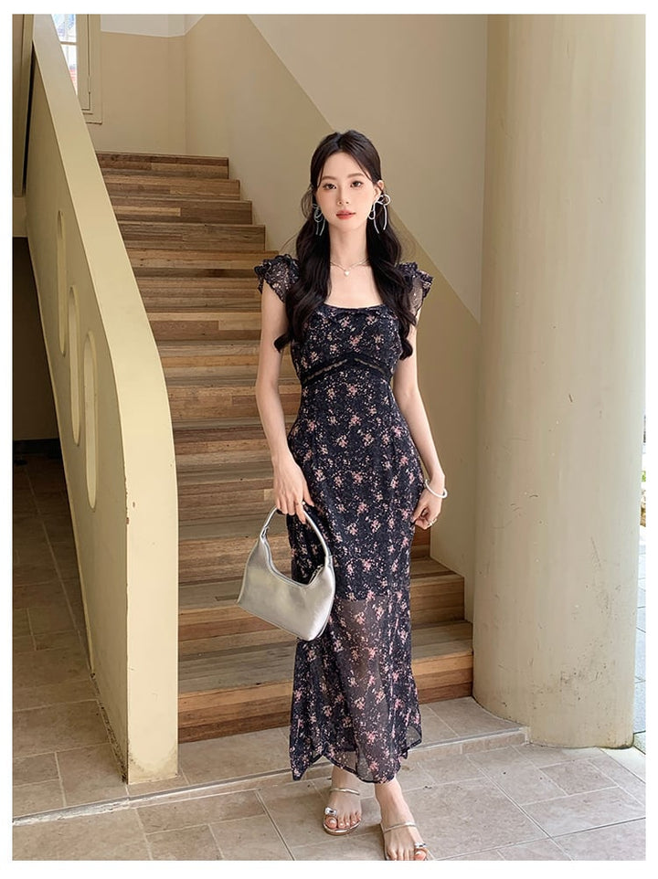 【dress】フリル花柄ワンピース　M25208