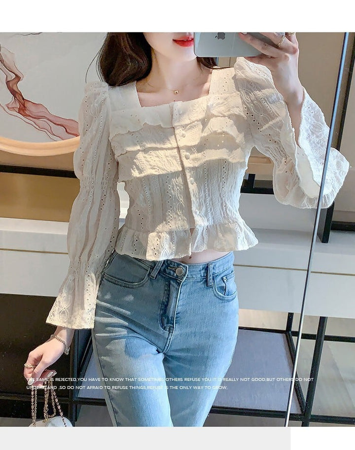 【tops】美感いっぱい✿ ✿エレガントシャツトップス　M17165