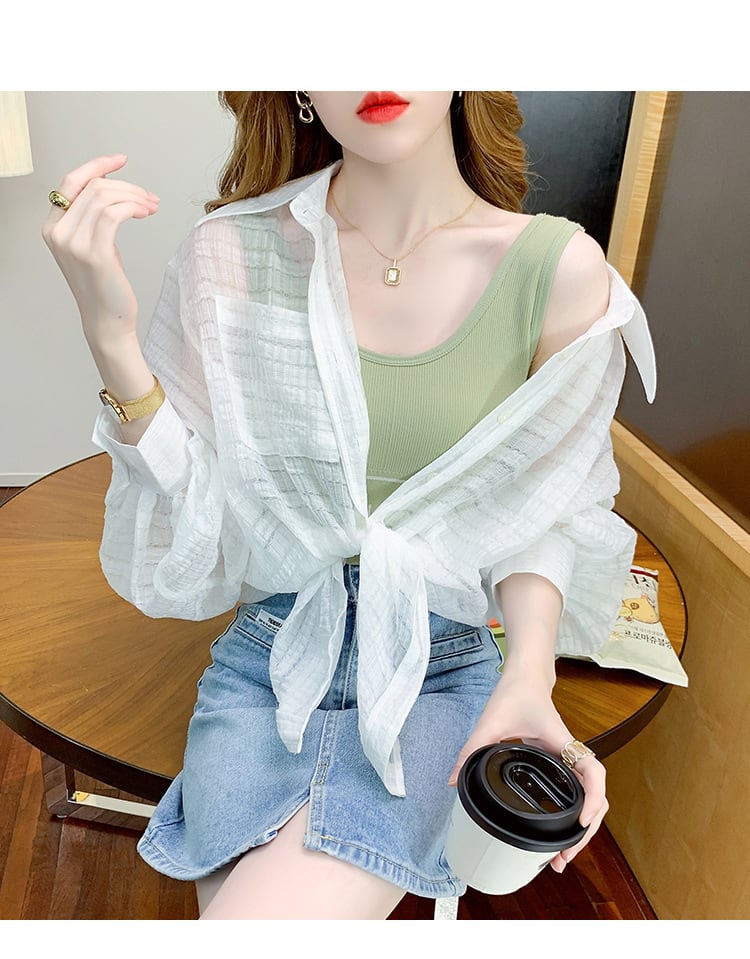 【tops】3色シャツトップス韓国系着心地良いゆったり　M16893