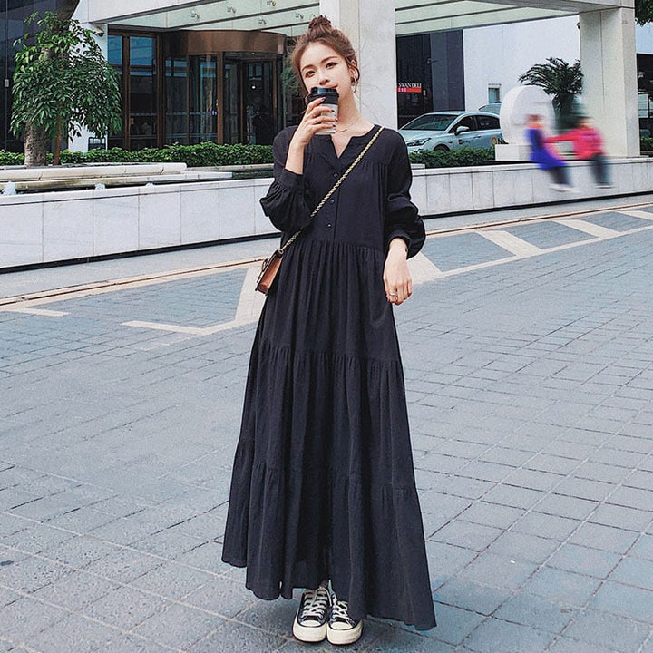 【dress】高級感 シンプル無地デートワンピース韓国系超人気　M16809