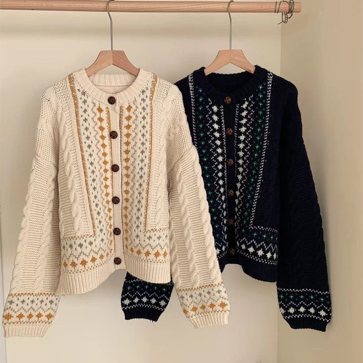 【outer】ジャカードニットカーデ　M27126