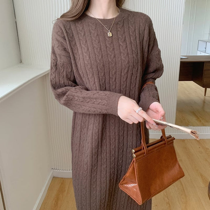 【dress】韓国系無地ニットワンピース着心地良い　M17658