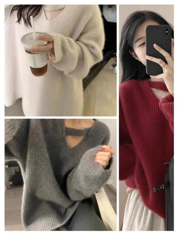 【tops】無地Vネックニットセーター　M17869