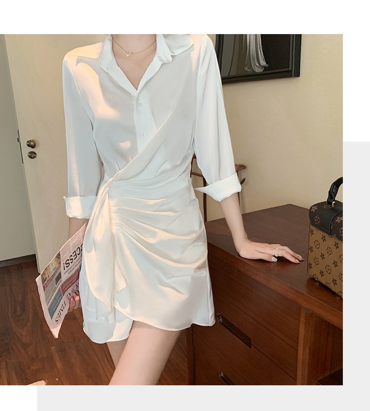 【dress】話題沸騰中 オシャレシンプルシャツワンピース　M17325