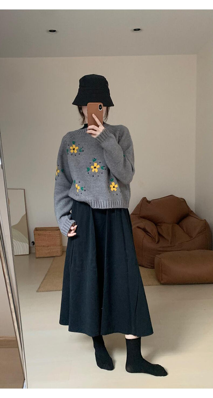 【tops】刺繍ニットセーター　M19120
