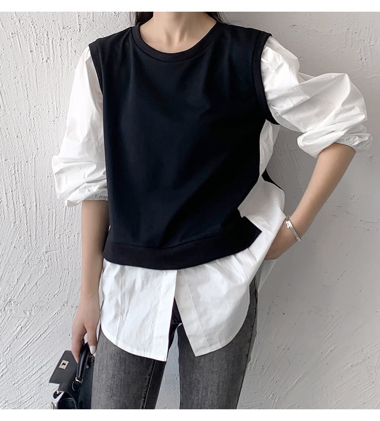 【tops】切り替えクルーネックプルオーバー　M17870