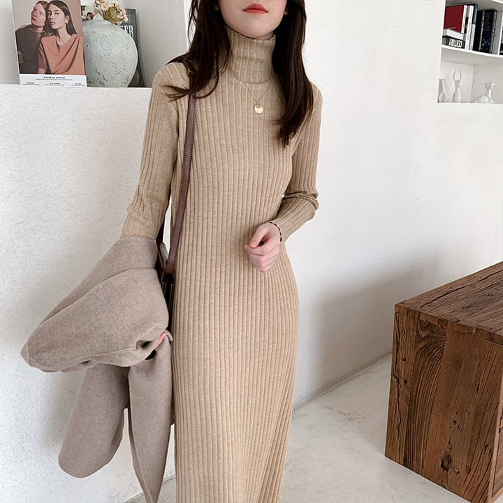 【dress】人気アイテム ! ハイネックニットワンピース　M17662
