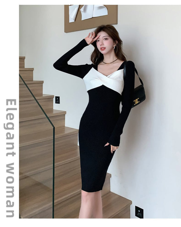 【dress】人気上昇中 chicファッションニットワンピース　M17606