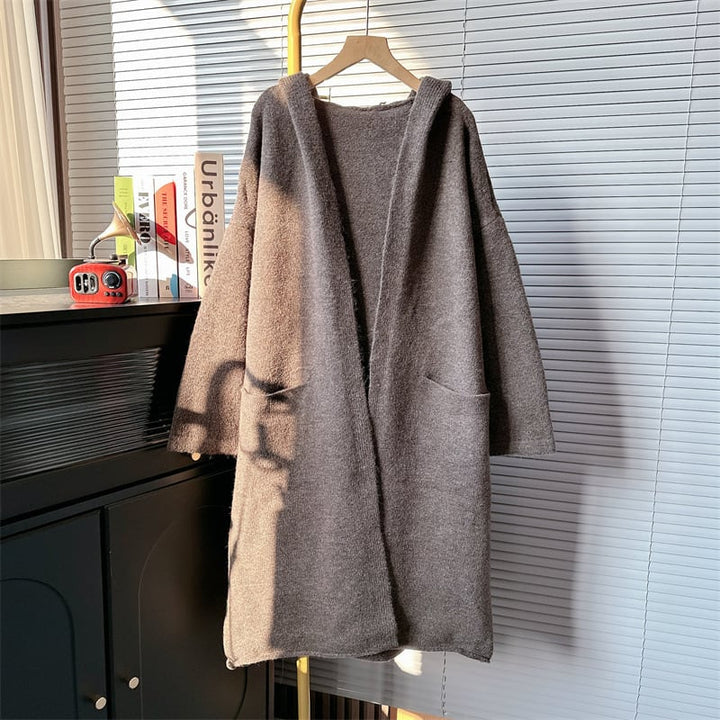 【outer】ロング丈フーディーニットカーデ　M18033