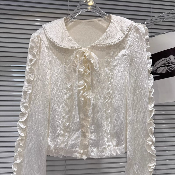 【tops】ピーターパンカラーフレアトップス Q8165