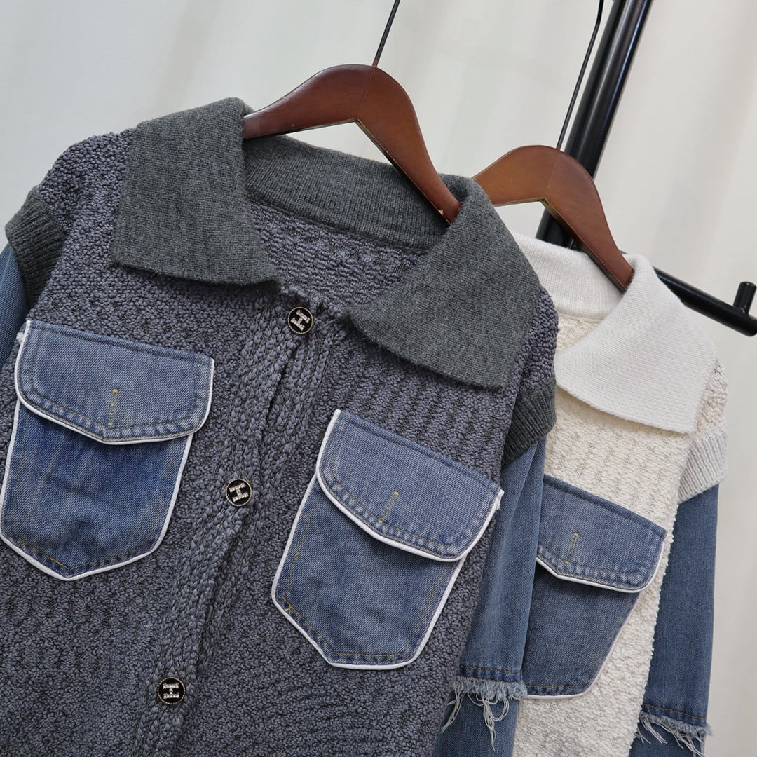 【outer】フラップポケットニットカーデ　M18290