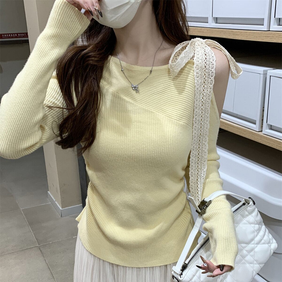 【tops】オフショルダーニットトップス　M27365