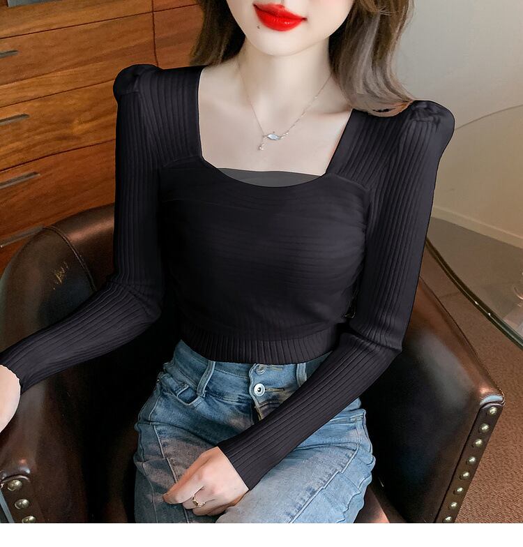 【tops】チュールドッキングニットトップス　M27555