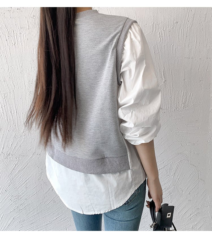 【tops】切り替えクルーネックプルオーバー　M17870