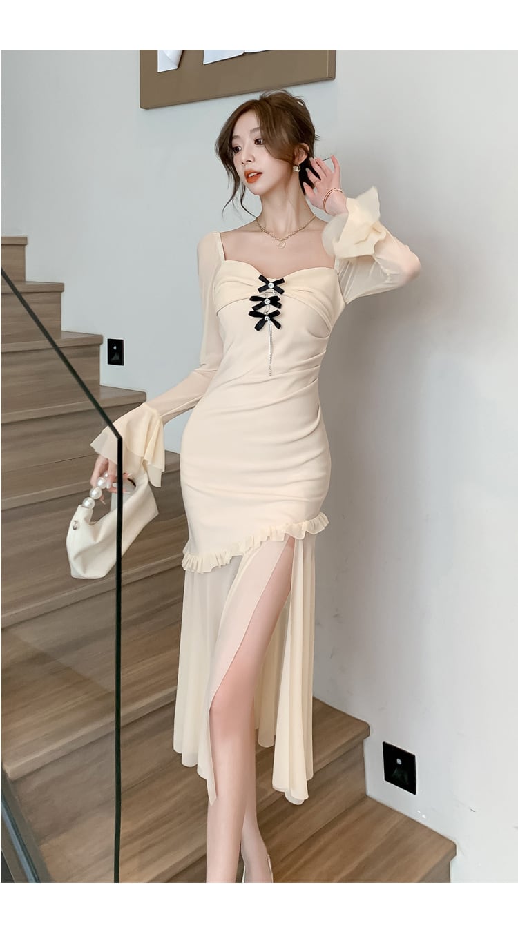 【dress】スリットマーメイドワンピース　M18366