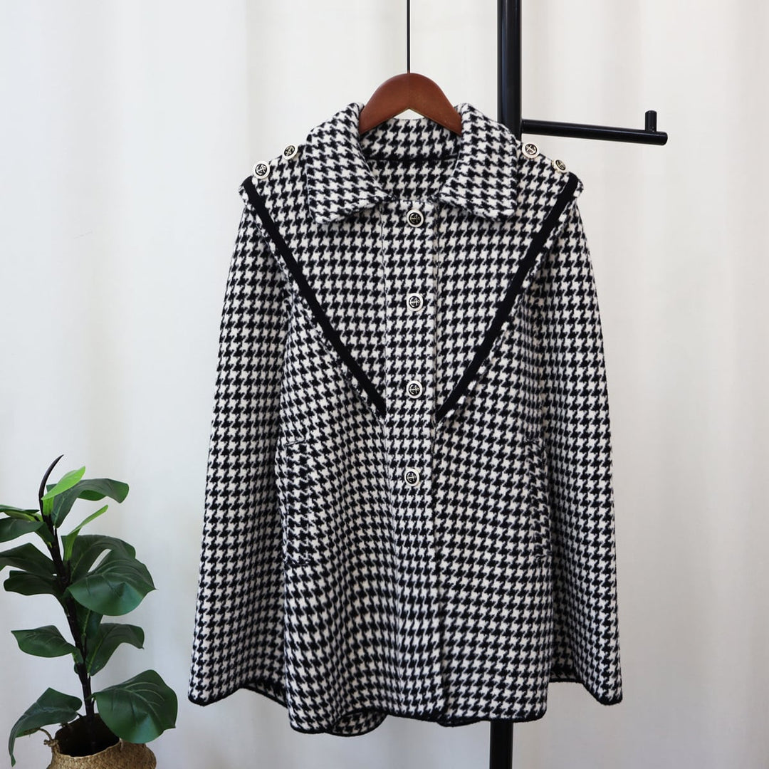 【outer】千鳥格子ケープコート　M26712