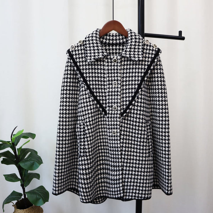 【outer】千鳥格子ケープコート　M26712