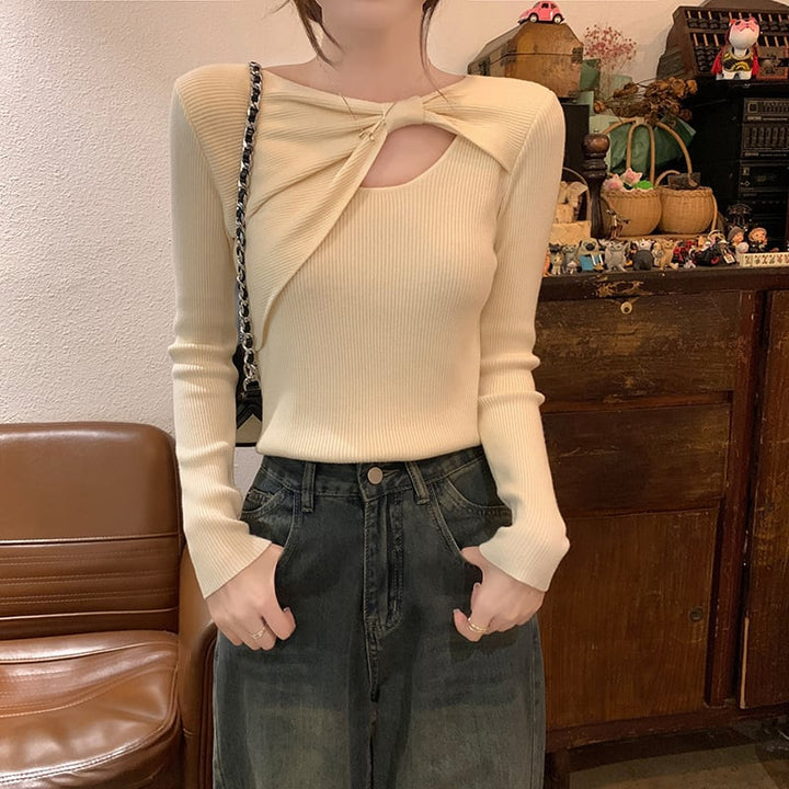 【tops】カットワークニットトップス　M25410