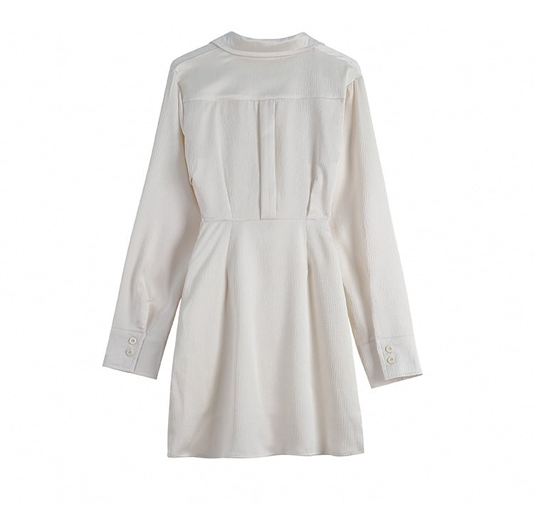 【dress】シンプルVネック通勤風シャツワンピース　M17674