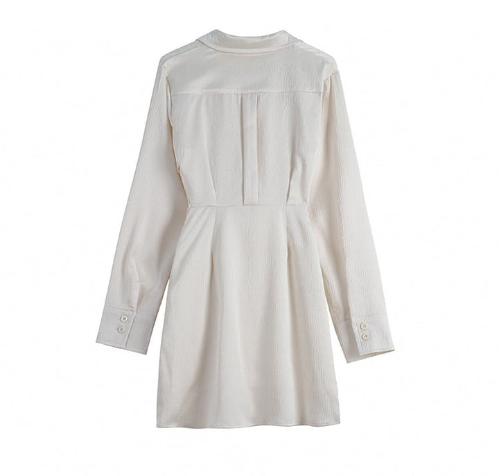 【dress】シンプルVネック通勤風シャツワンピース　M17674