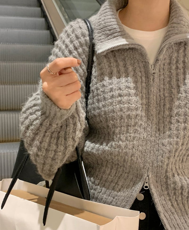 【outer】ファスナーニットカーデ　M26670
