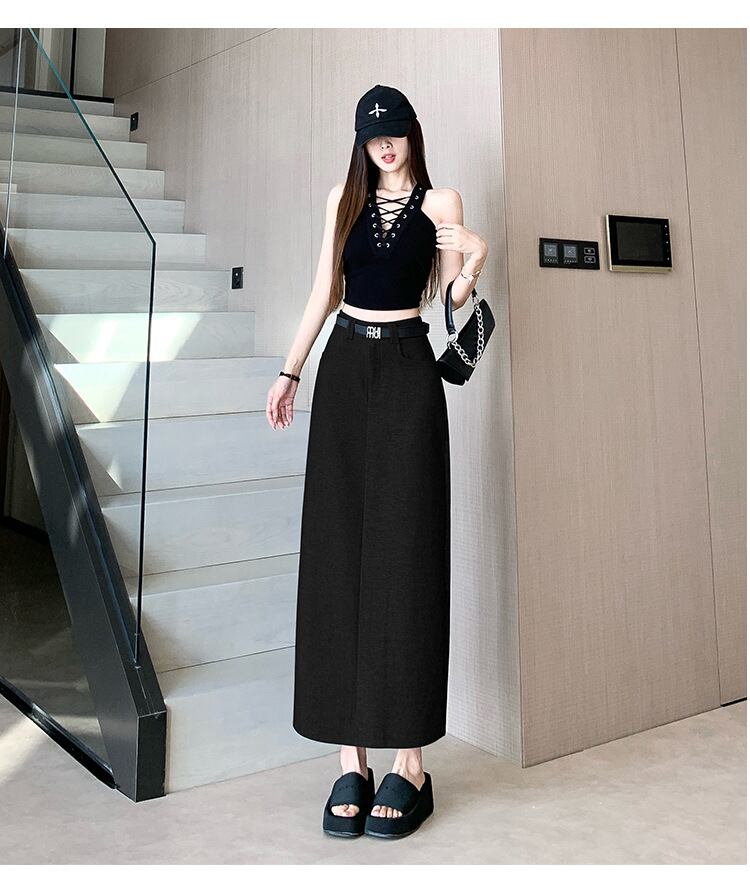 【bottoms】ハイウエストロング丈スカート　M29563