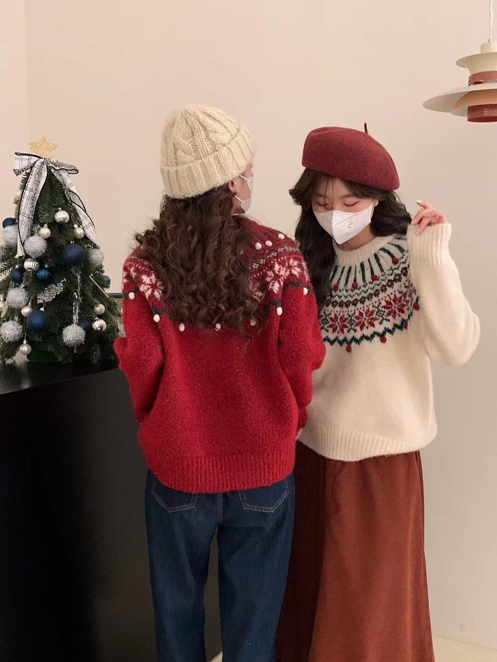 【tops】ジャカードニットセーター　M27136