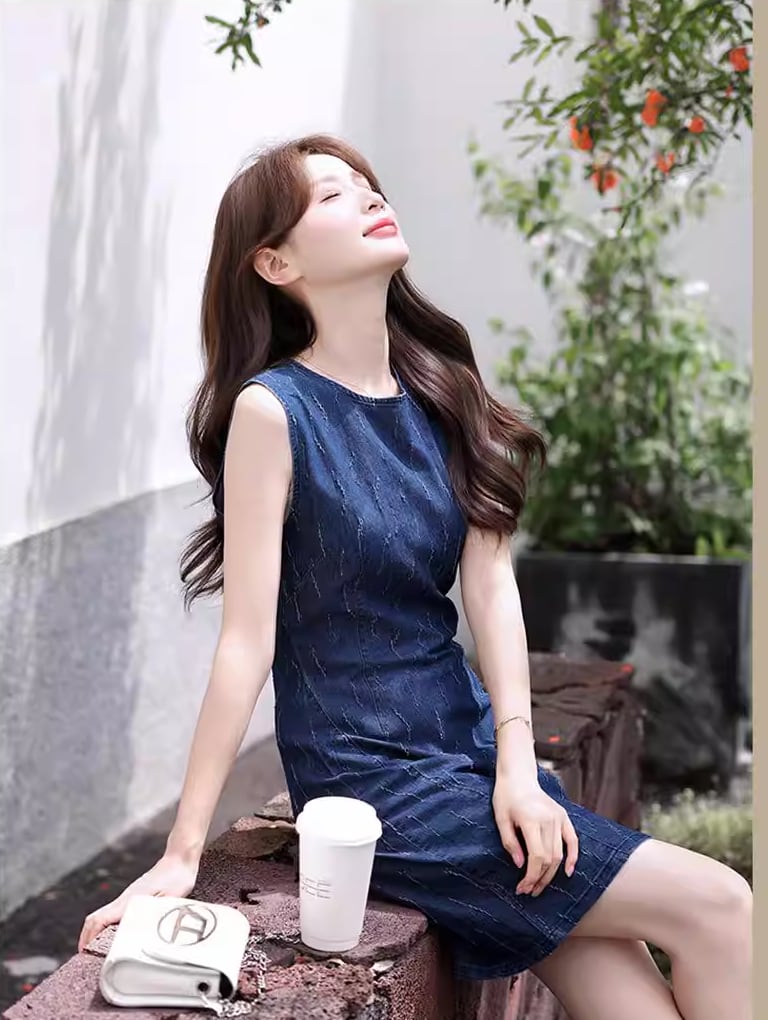 【dress】デニムベストワンピース Q8418