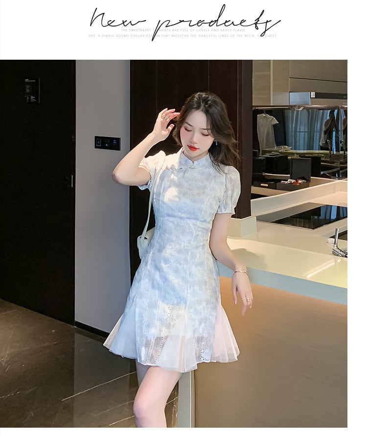 【dress】美人度アップエレガント刺繍デートワンピース　M17127