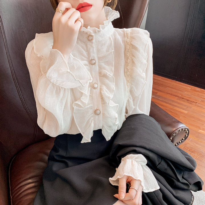 【tops】人気アイテム ! エレガントフリルシャツトップス　M17299