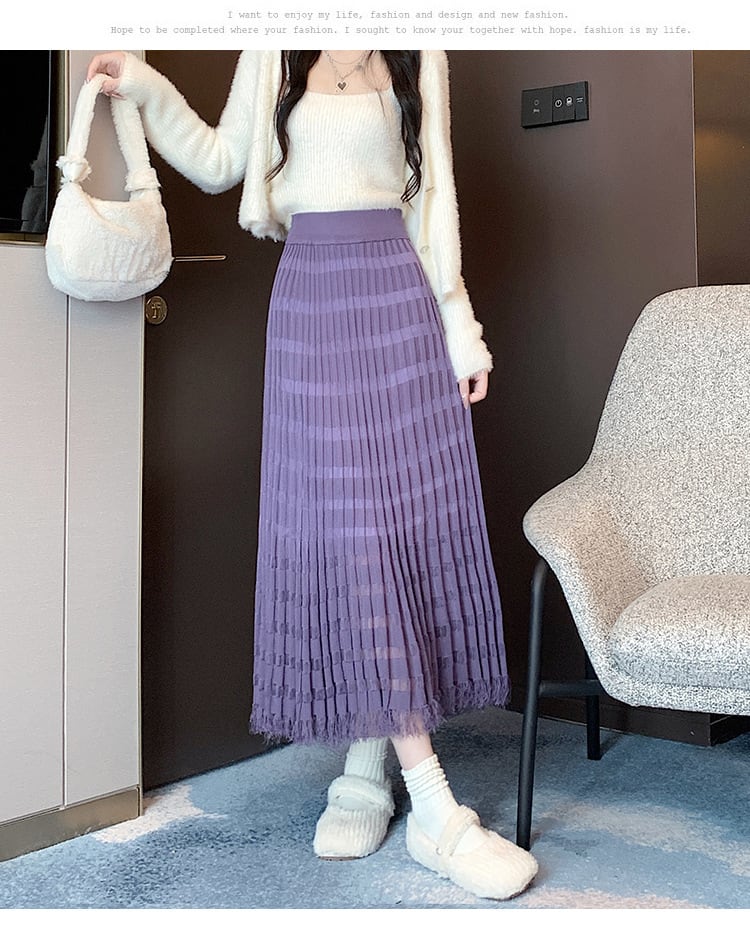 【bottoms】人気アイテム ! カットワークニットスカート　M17463