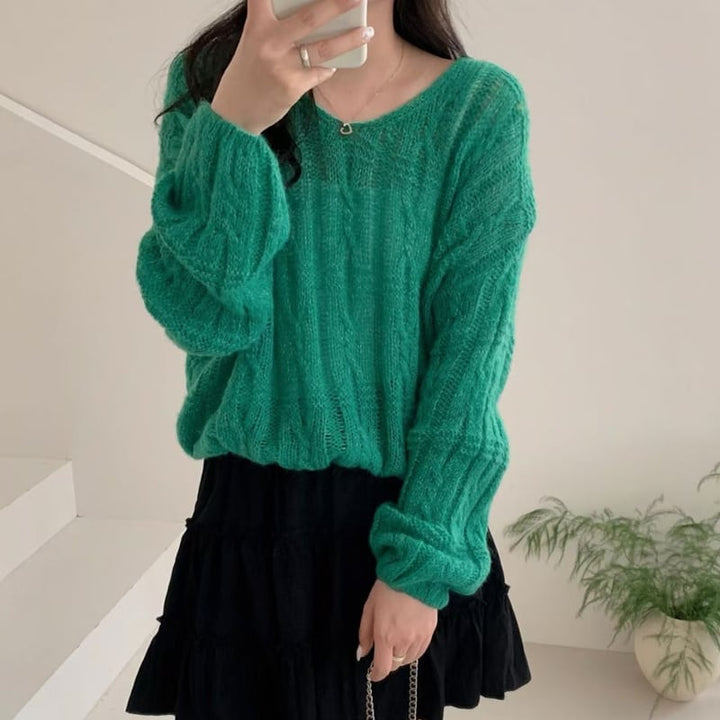 【tops】6色展開ニットトップス Q8158