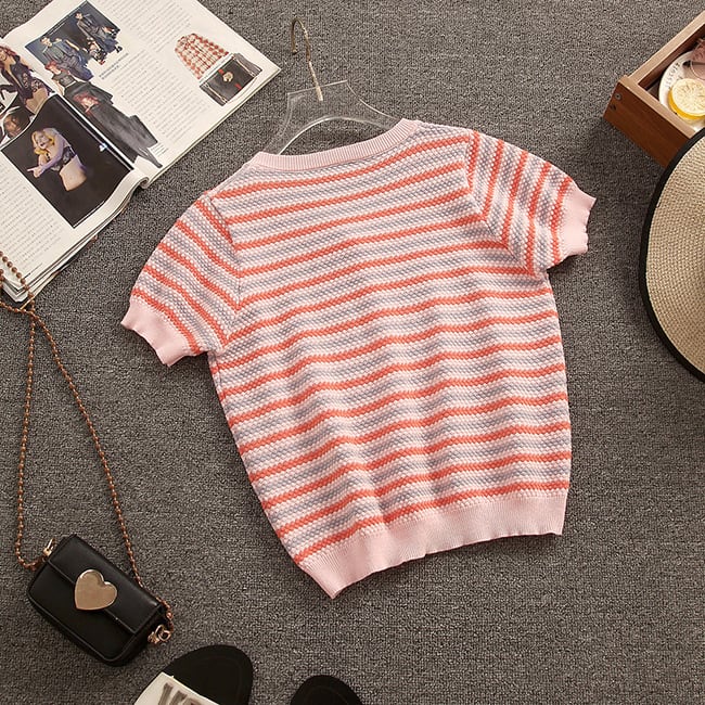 【set】ニットTシャツ+ショートパンツセットアップ　M17197