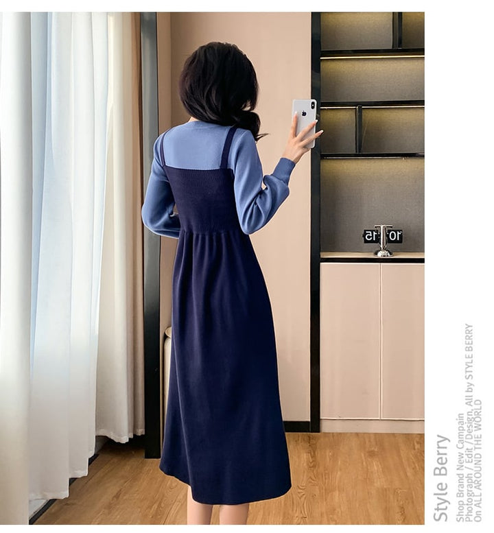 【dress】切り替えニットワンピース　M26645
